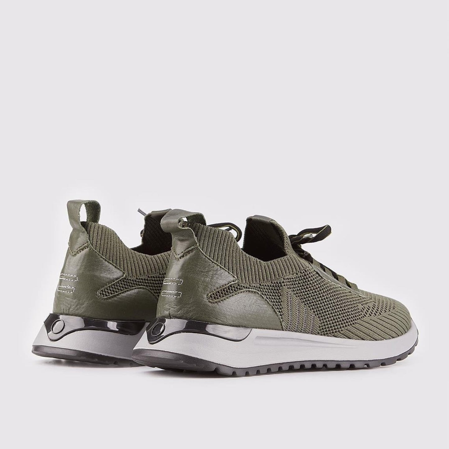 Madasat Khaki Lace Up Front Chunky Knit Sneakers - 865 |