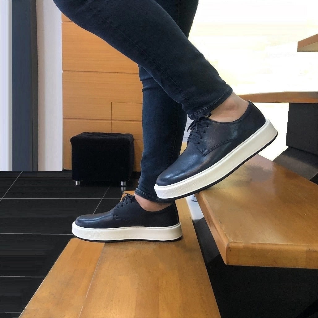 Madasat Navy Blue Genuine Natural Leather Shoes - 872 |