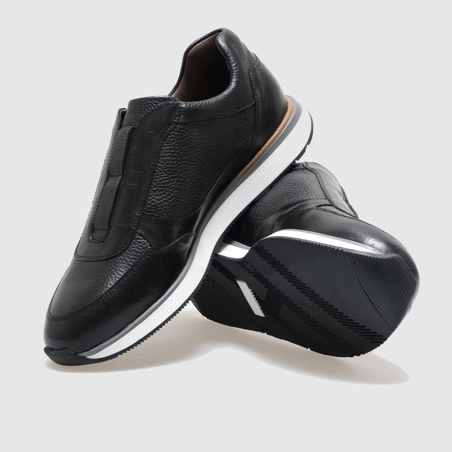 Madasat Black Genuine Leather Slip On Sneakers - 837 |