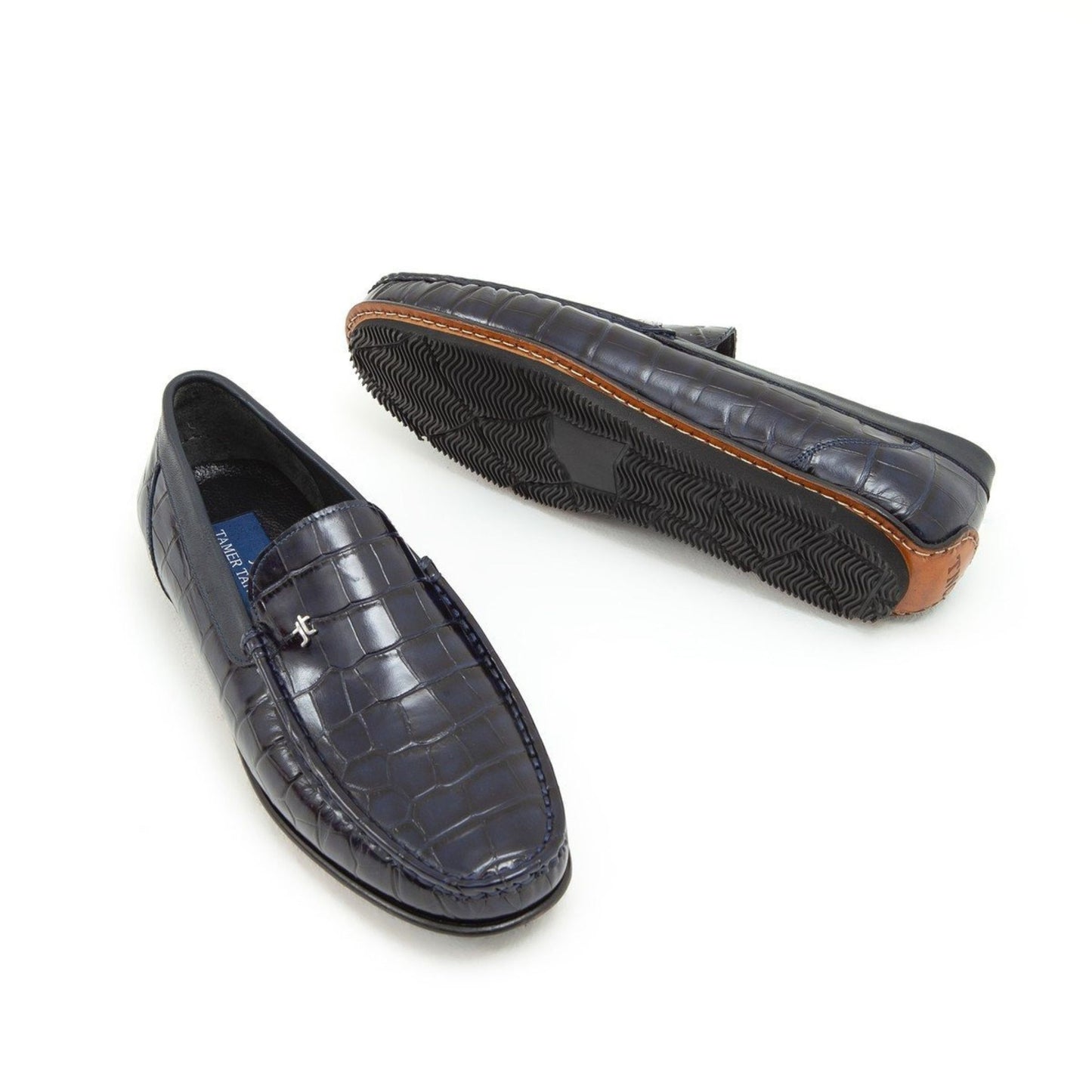 Madasat Navy Blue Crocodile Leather Loafer - 641 |