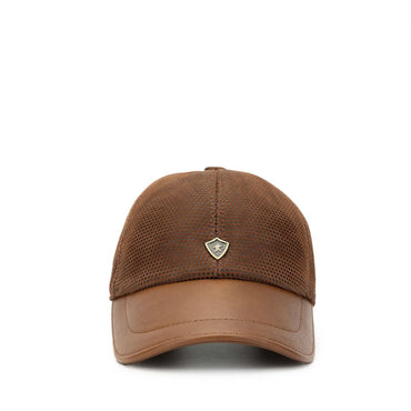 Madasat Tan Men's Leather & Textile Baseball Cap - 917 |