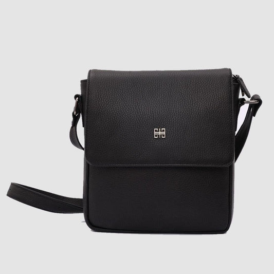 Madasat Men Black Genuine Leather Messenger Bag - 914 |