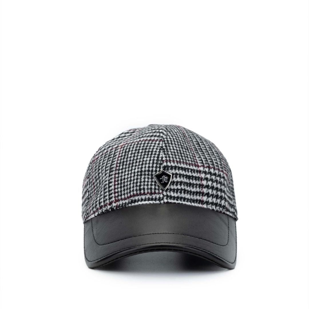 Madasat Black Men's Leather & Textile Black Baseball Cap - 918 |