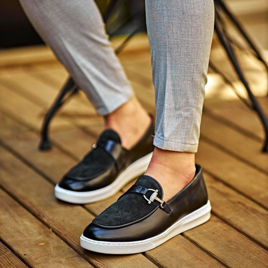 Madasat Black Suede Leather Loafer Shoes - 723 |