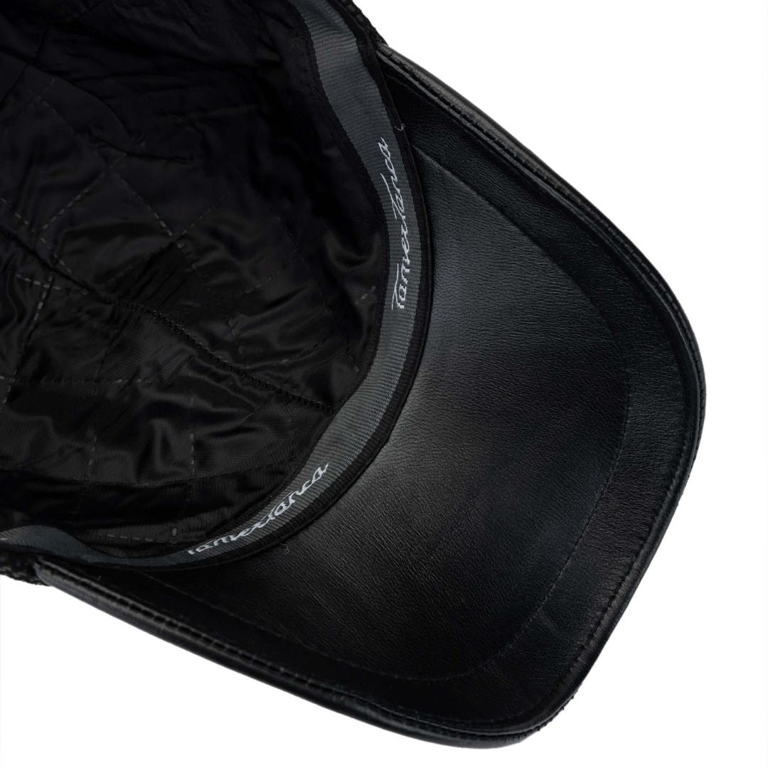 Madasat Black Men's Leather & Textile Baseball Cap - 917 |