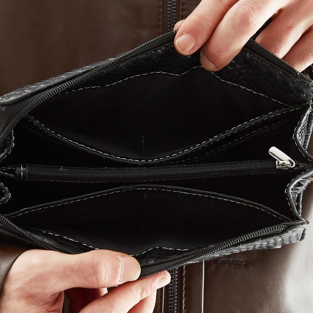 Madasat Black Men's Genuine Leather Clutch Bag - 919 |