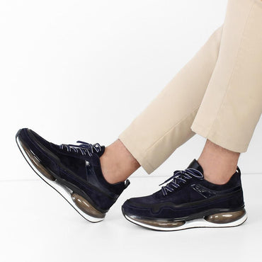 Madasat Navy Blue Leather Men's Casual Shoes - 906 |