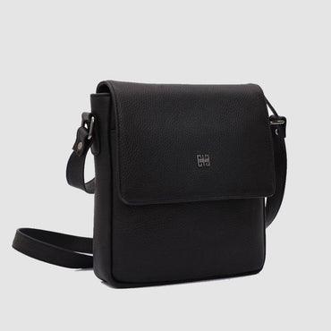 Madasat Men Black Genuine Leather Messenger Bag - 914 |