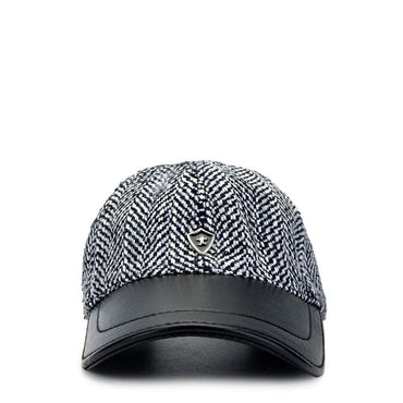 Madasat Navy Blue Men's Leather & Textile Black Baseball Cap - 918 |