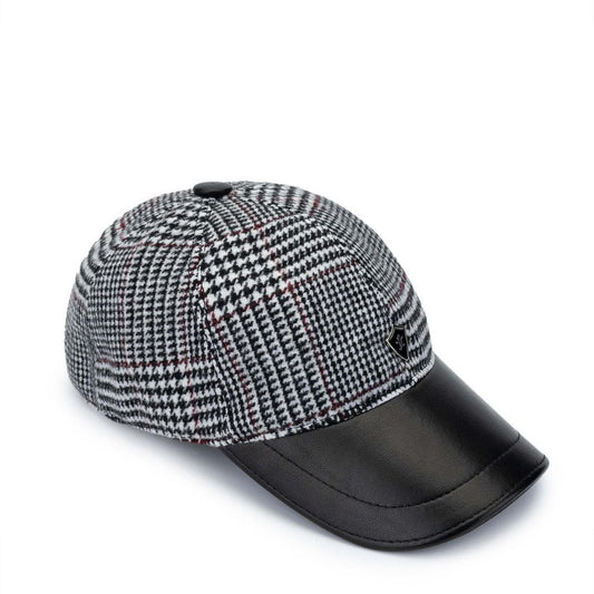 Madasat Black Men's Leather & Textile Black Baseball Cap - 918 |