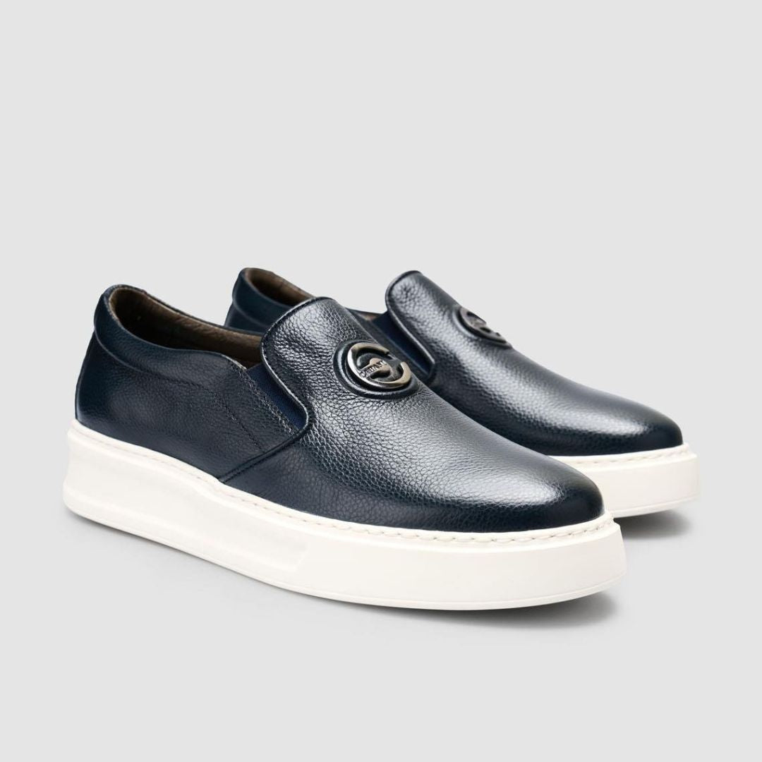 Madasat Men Genuine Leather Navy Blue Shoes - 960 |