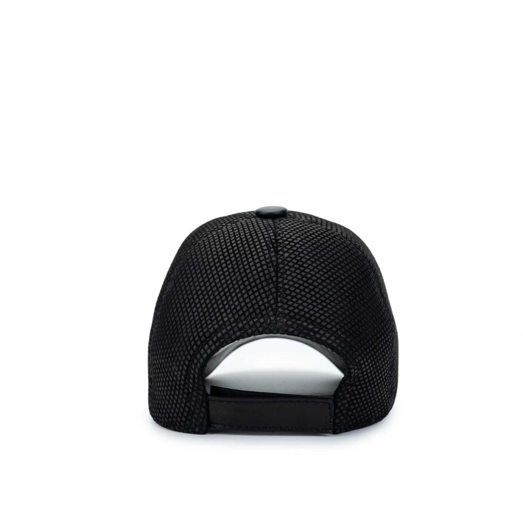 Madasat Black Men's Leather & Textile Baseball Cap - 917 |