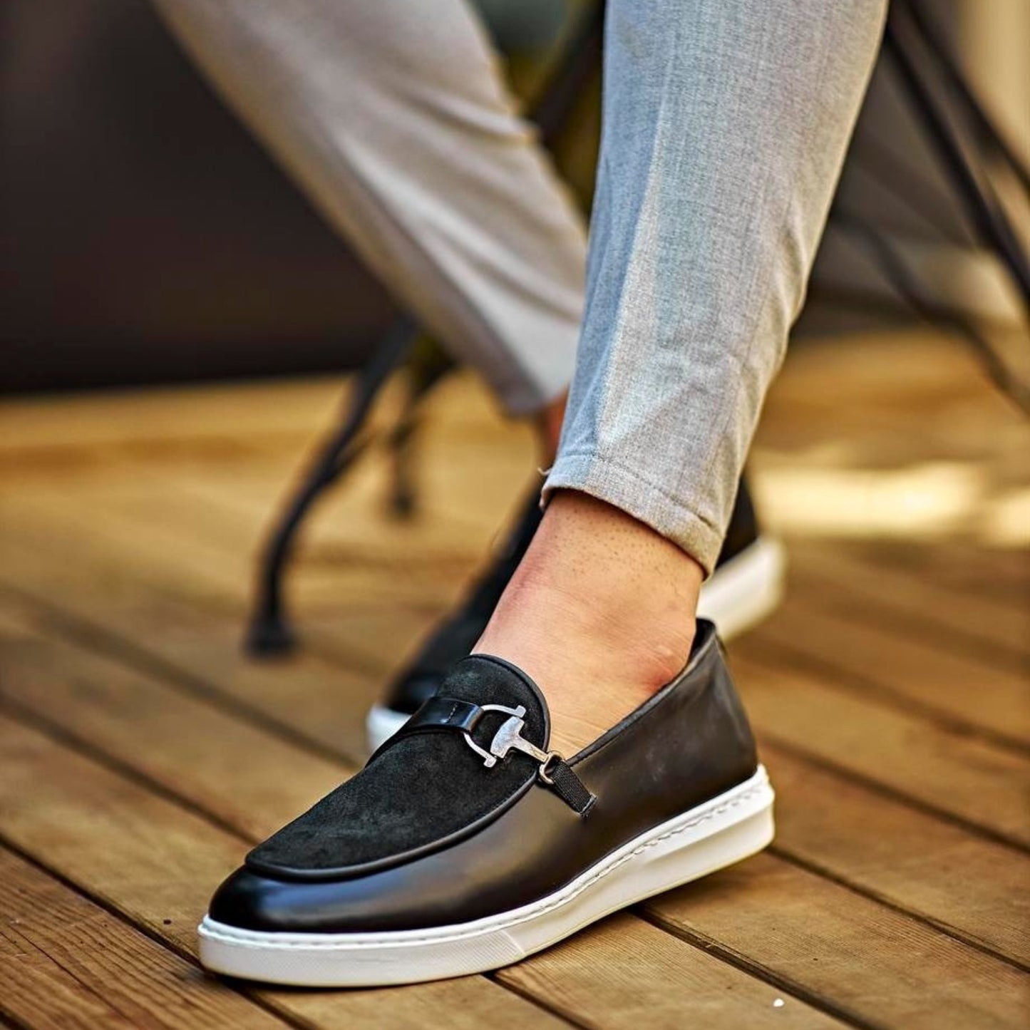 Madasat Black Suede Leather Loafer Shoes - 723 |