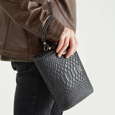 Madasat Black Men's Genuine Leather Clutch Bag - 919 |