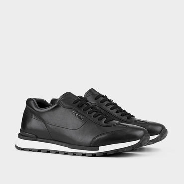 Madasat Black Leather Sneakers & Sports Shoes - 348 |