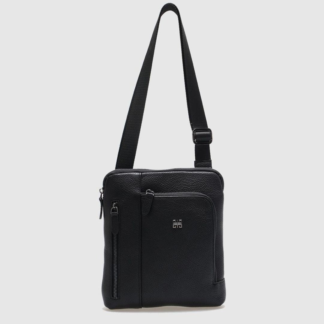 Madasat Men Black Genuine Leather Messenger Bag - 913 |