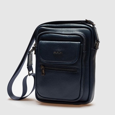 Madasat Men Navy Blue Genuine Leather Cross-body Bag - 911 |