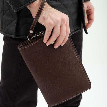 Madasat Brown Men's Genuine Leather Clutch Bag - 919 |