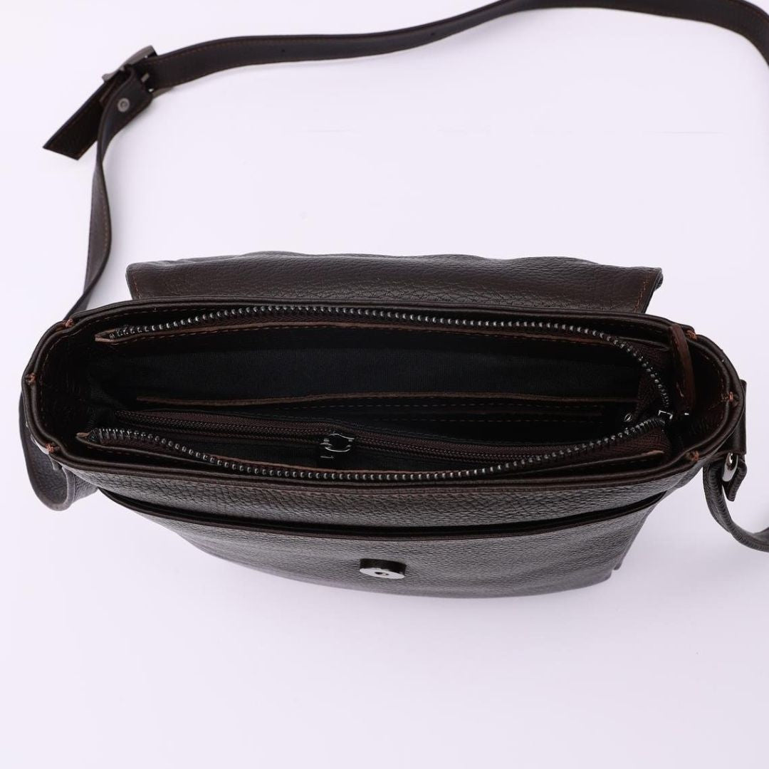 Madasat Men Brown Genuine Leather Messenger Bag - 914 |