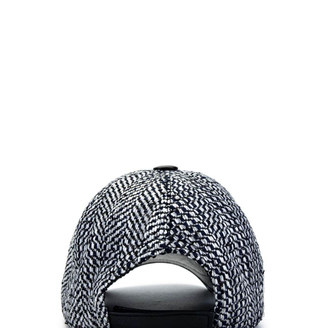 Madasat Navy Blue Men's Leather & Textile Black Baseball Cap - 918 |