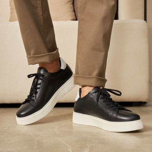 Madasat Black & White Leather Casual Shoes - 810 |