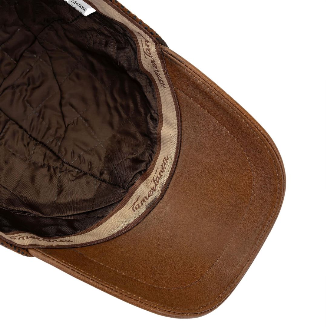 Madasat Tan Men's Leather & Textile Baseball Cap - 917 |