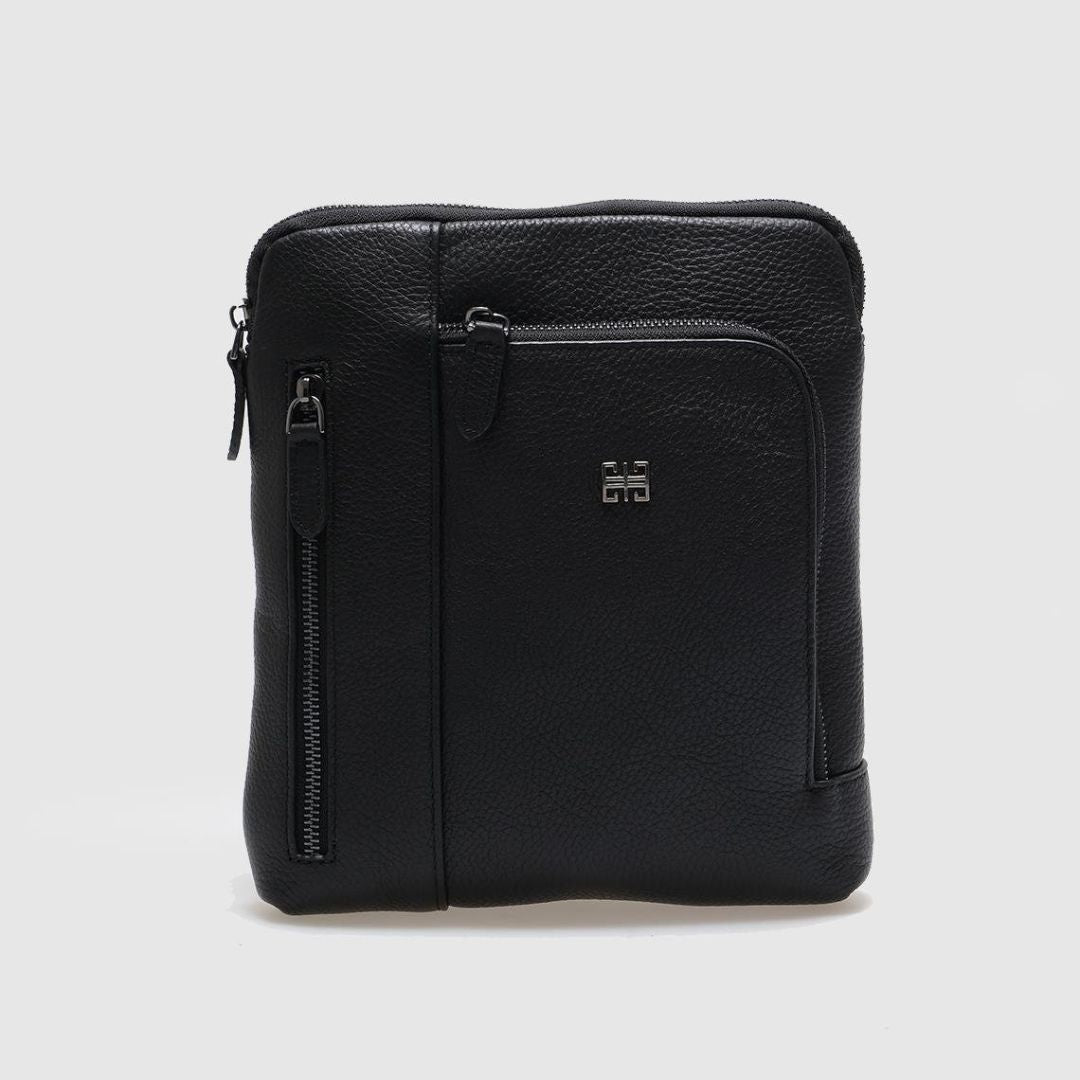 Madasat Men Black Genuine Leather Messenger Bag - 913 |