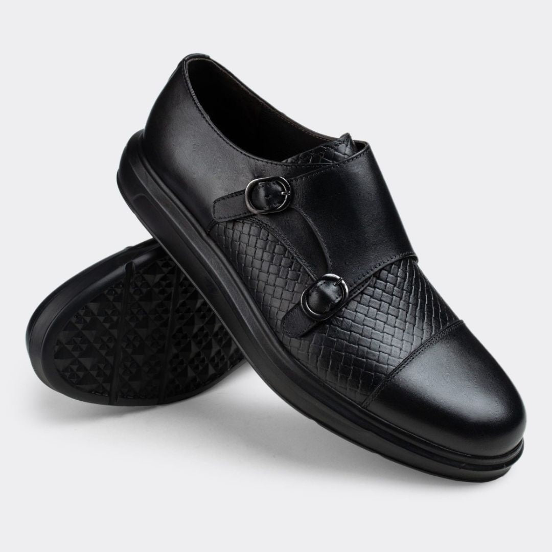 Madasat Black Leather Casual Shoes - 021 |