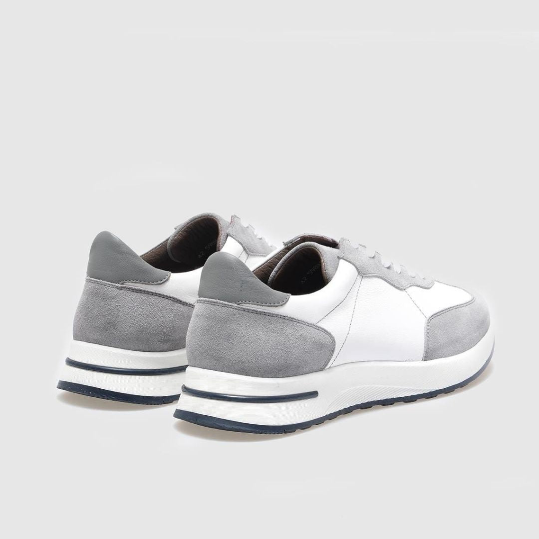 Madasat Grey Genuine Leather Lace Up Sneakers - 879 |