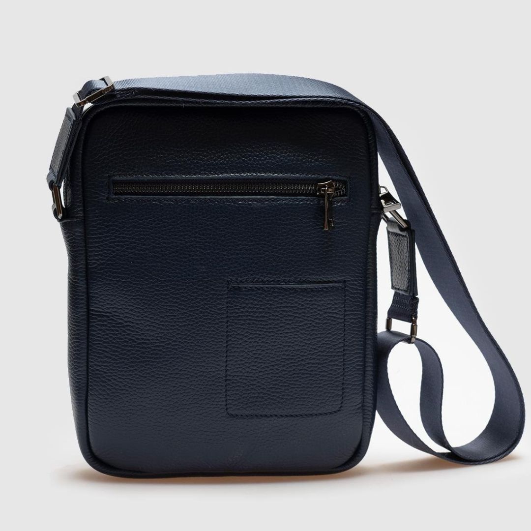 Madasat Men Navy Blue Genuine Leather Cross-body Bag - 911 |