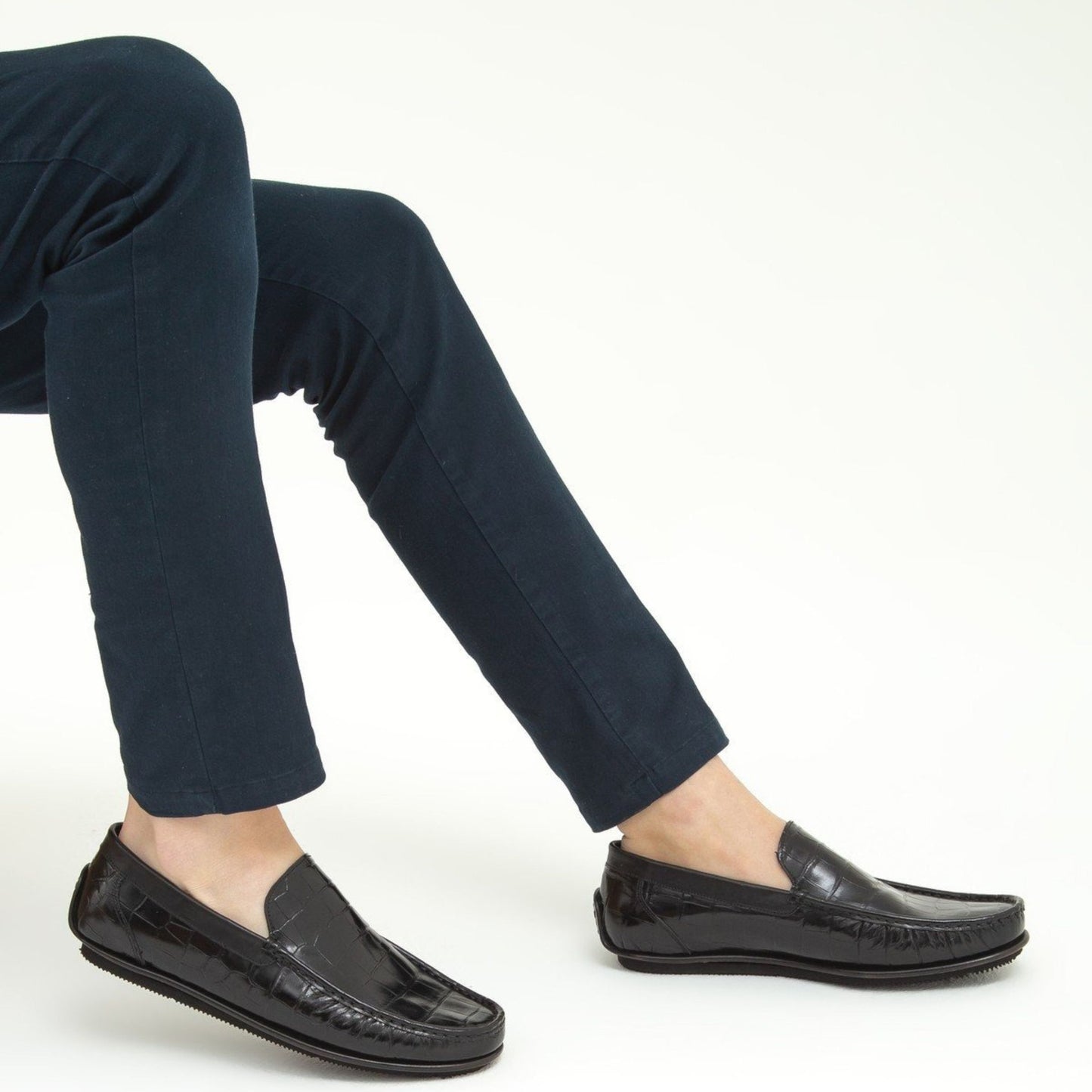 Madasat Black Crocodile Leather Loafer - 641 |