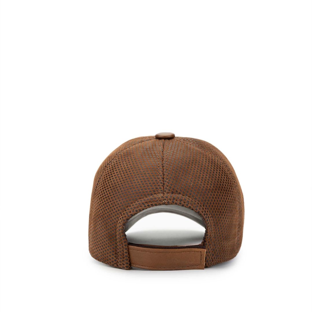 Madasat Tan Men's Leather & Textile Baseball Cap - 917 |
