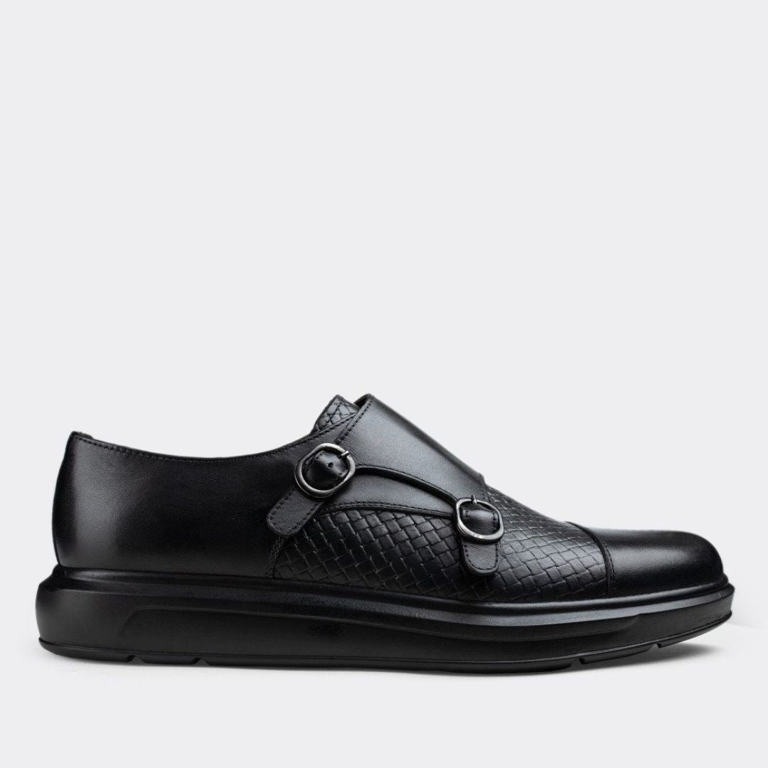 Madasat Black Leather Casual Shoes - 021 |