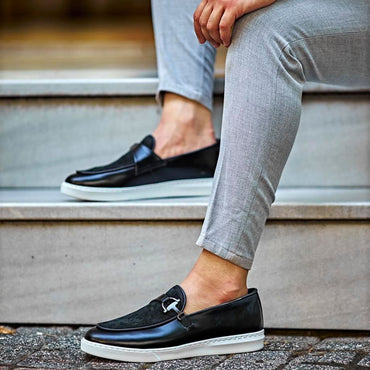 Madasat Black Suede Leather Loafer Shoes - 723 |