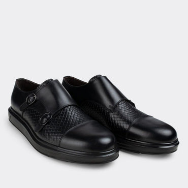 Madasat Black Leather Casual Shoes - 021 |