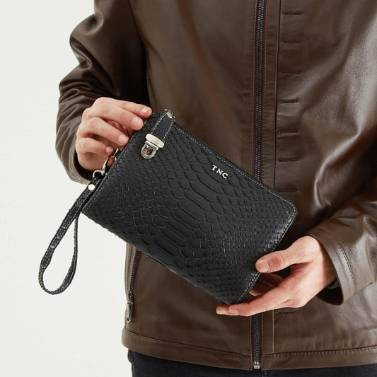 Madasat Black Men's Genuine Leather Clutch Bag - 919 |