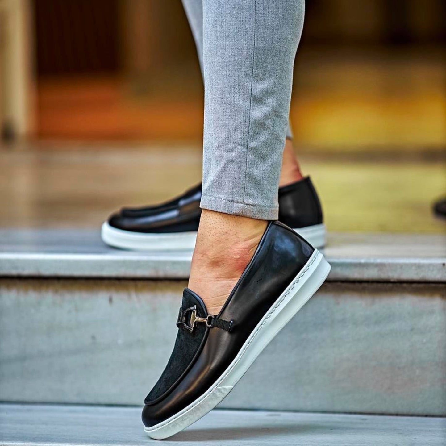 Madasat Black Suede Leather Loafer Shoes - 723 |