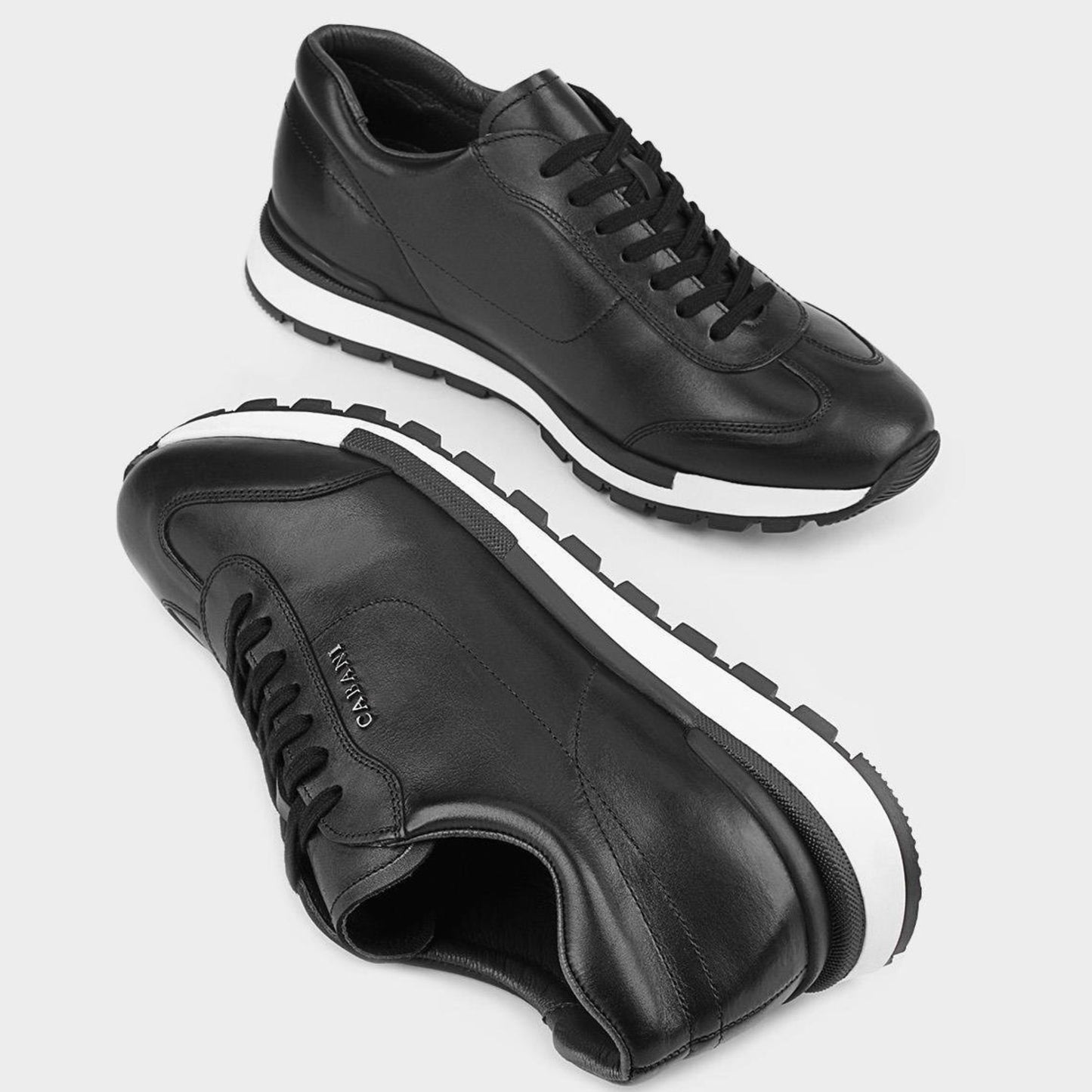 Madasat Black Leather Sneakers & Sports Shoes - 348 |