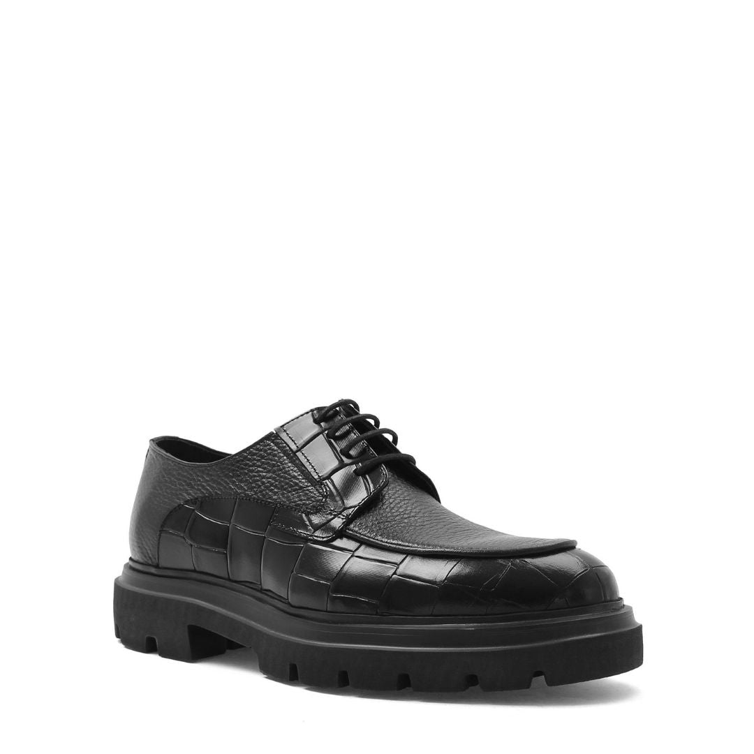 Madasat Black Leather Men's Casual Shoes - 898 |