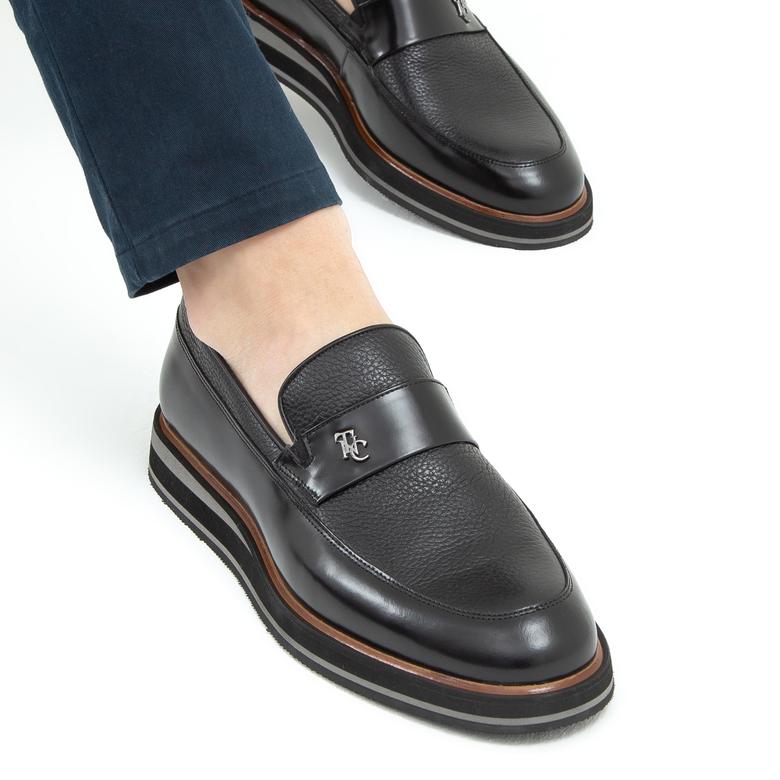 Madasat Black Leather Loafer - 605 |