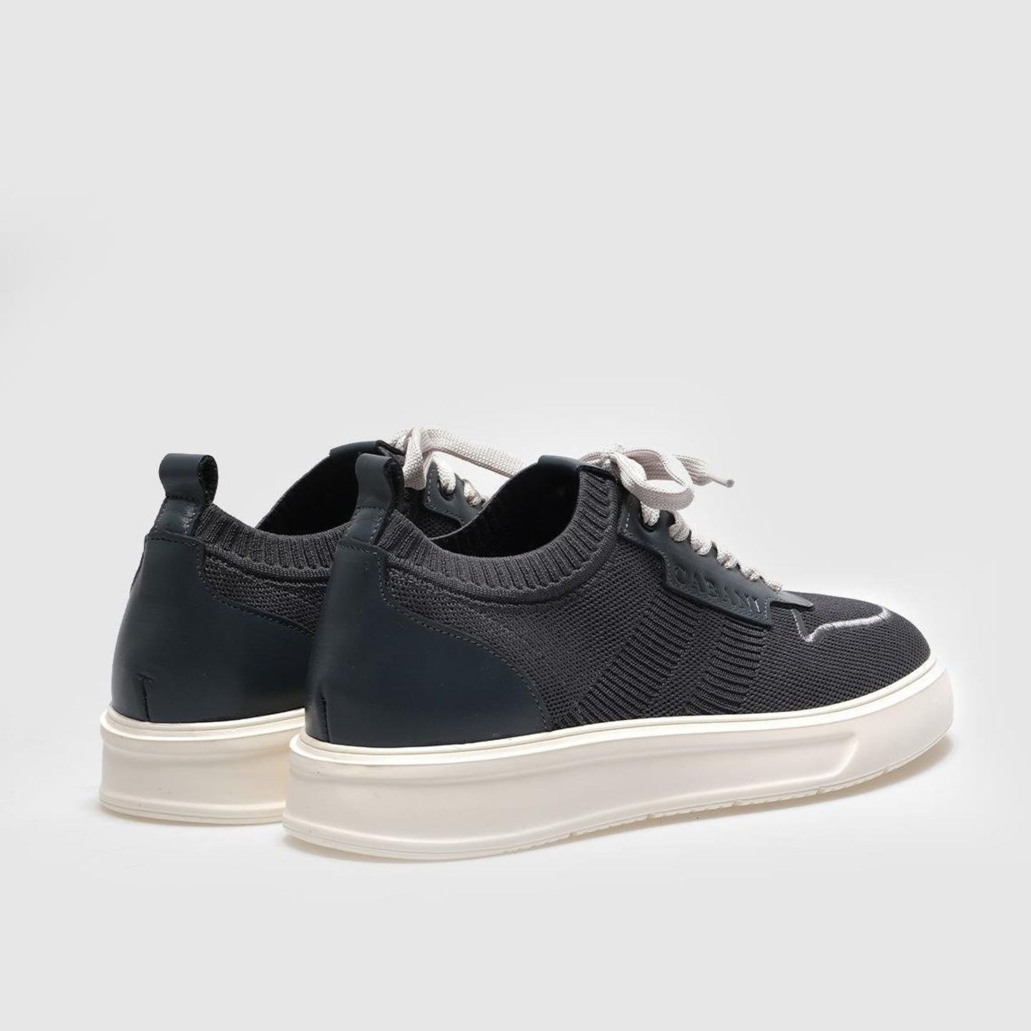 Madasat Grey Lace Up Knit Sneakers - 851 |