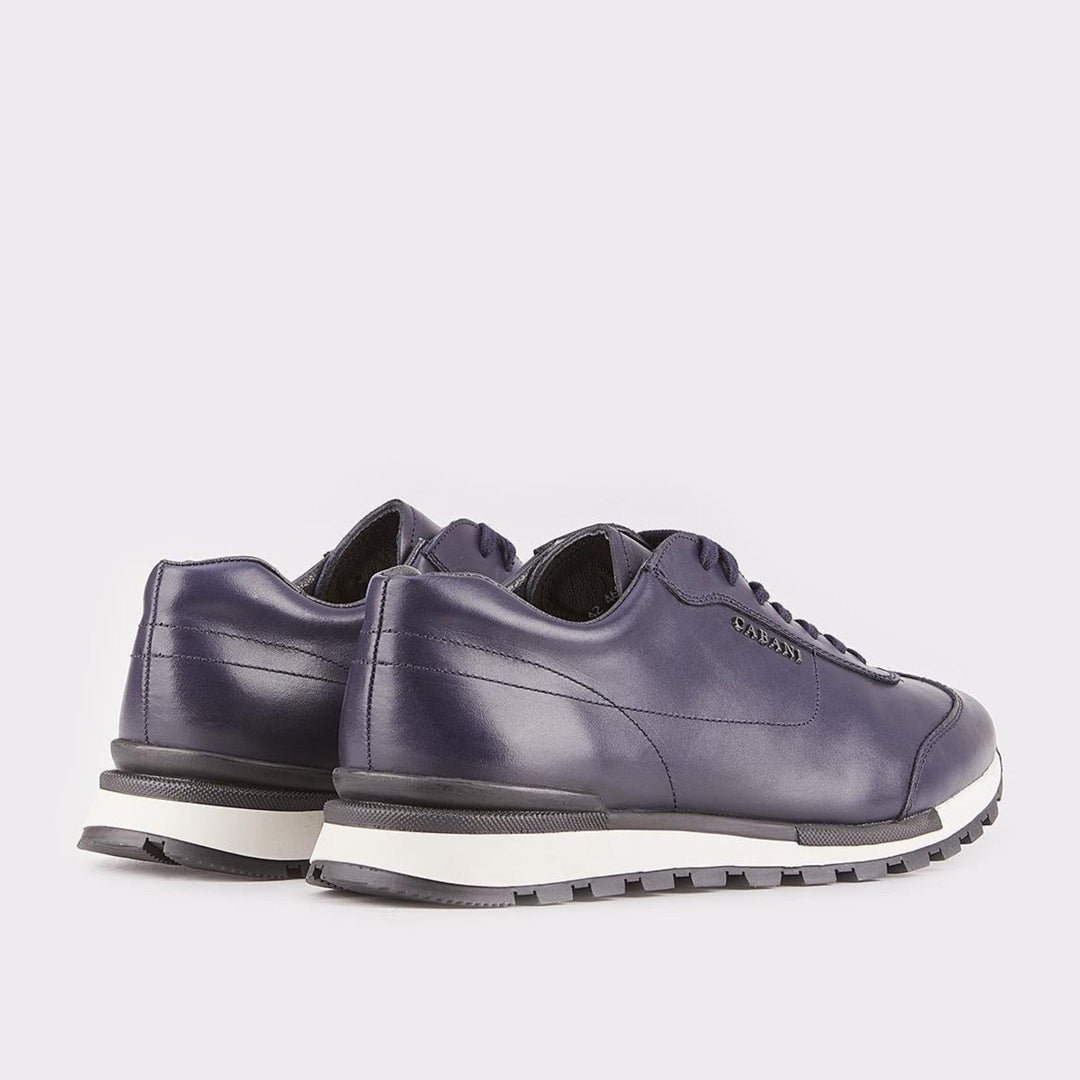 Madasat Navy Blue Leather Sneakers & Sports Shoes - 348 |