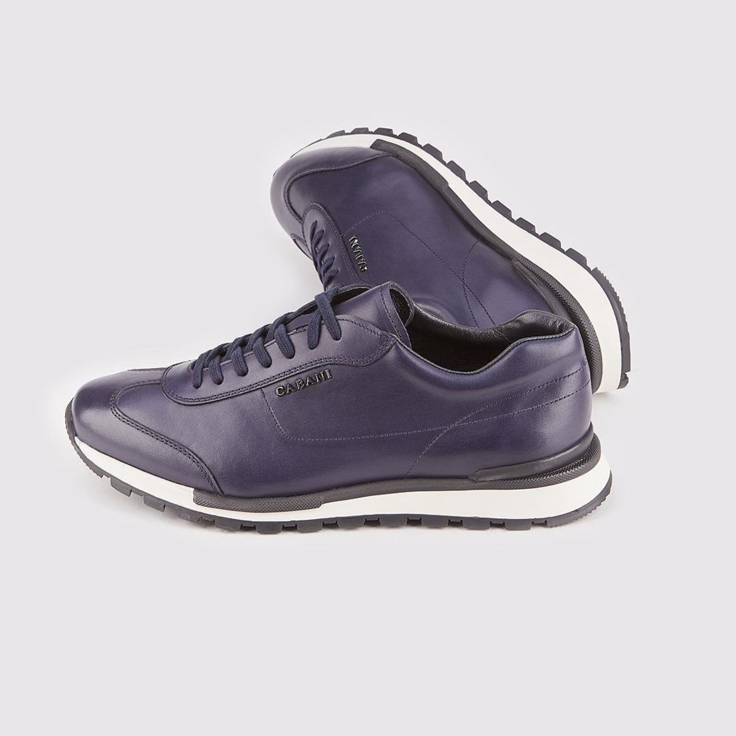 Madasat Navy Blue Leather Sneakers & Sports Shoes - 348 |