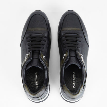 Madasat Black Leather Sneakers & Sports Shoes - 001 |