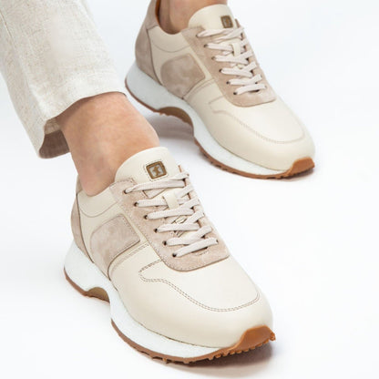 Madasat Beige Leather Casual Shoes - 669 |