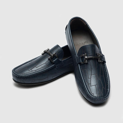 Madasat Navy Blue Leather Loafer - 618 |