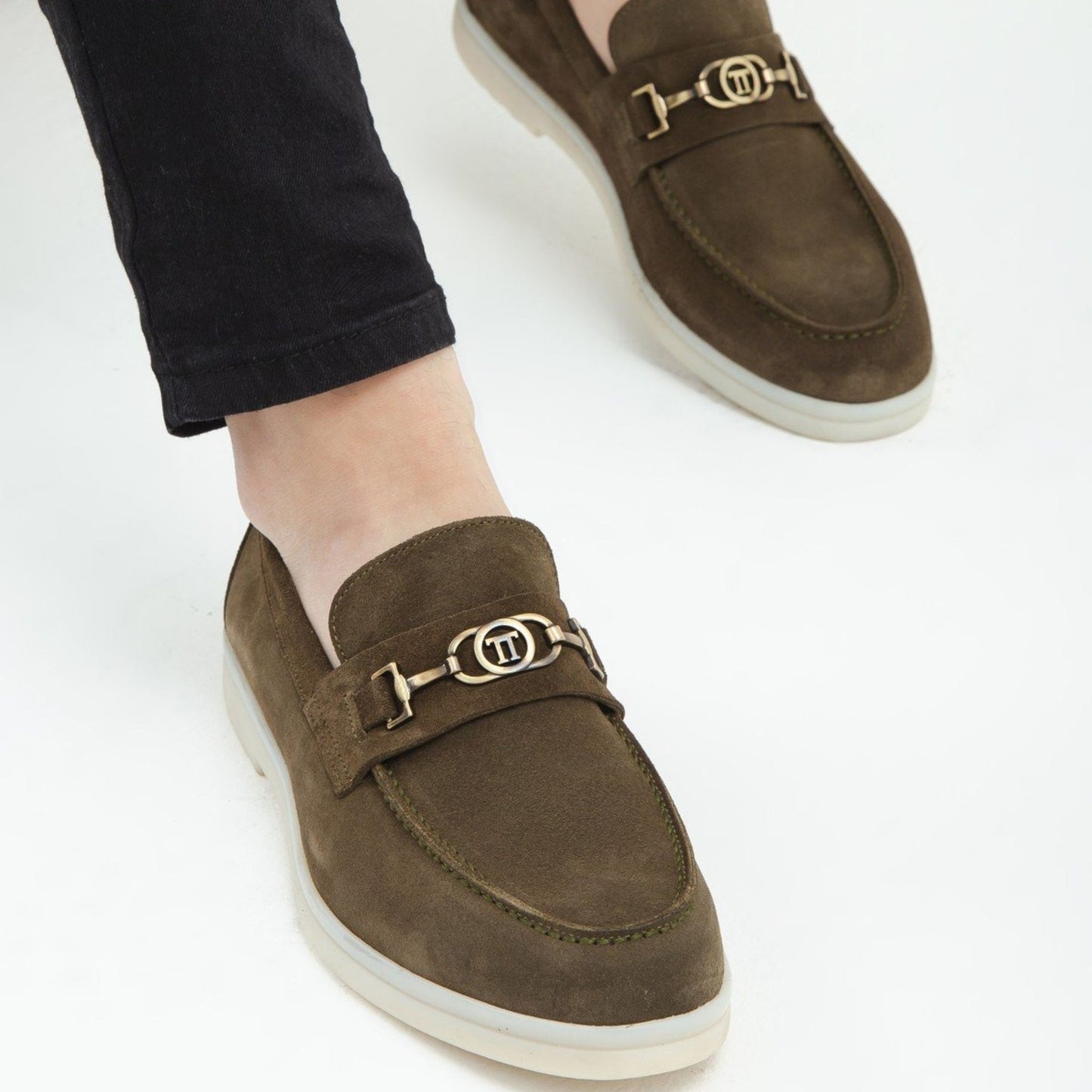 Madasat Khaki Suede Leather Loafer - 640 |