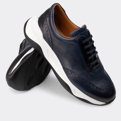 Madasat Navy Blue Men's Genuine Leather Shoes - 728 |