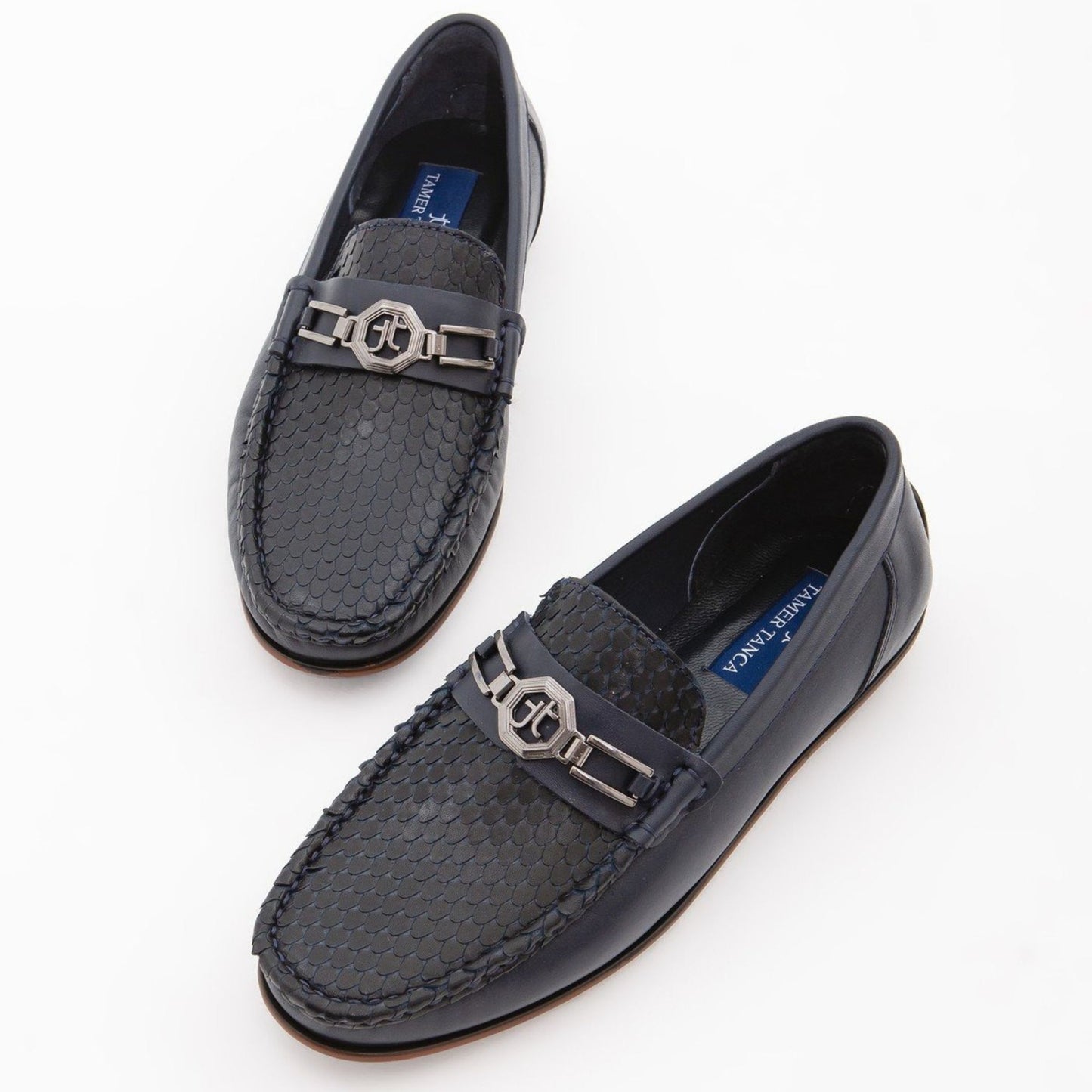 Madasat Marineblauer Leder-Loafer – 666 |