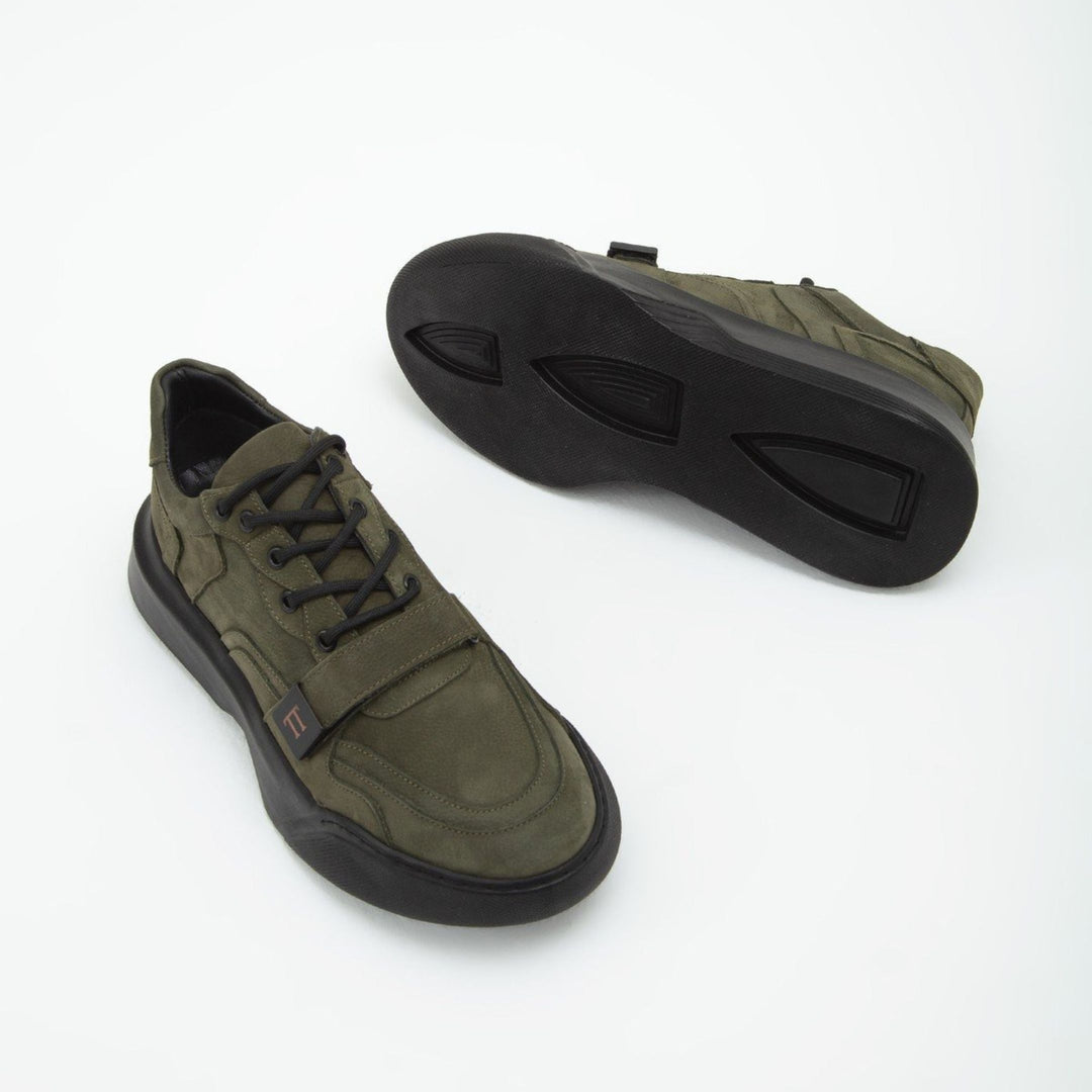 Madasat Green Leather Casual Shoes - 638 |